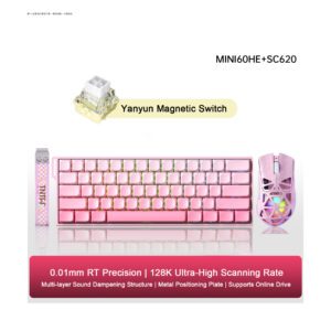 Gradiente rosa e branco + mouse tri-mode
