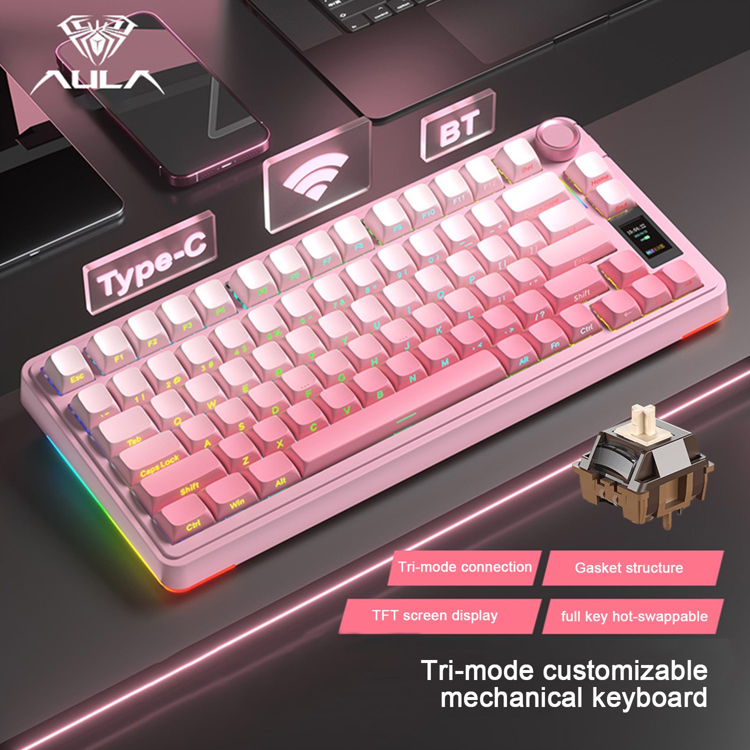 AULA S75Pro Teclado Mecânico RGB