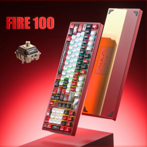 Rojo Cinco Estrellas: Interruptor Caramel Latte - Placa de posicionamiento de fibra de carbono - Teclas con apariencia metálica