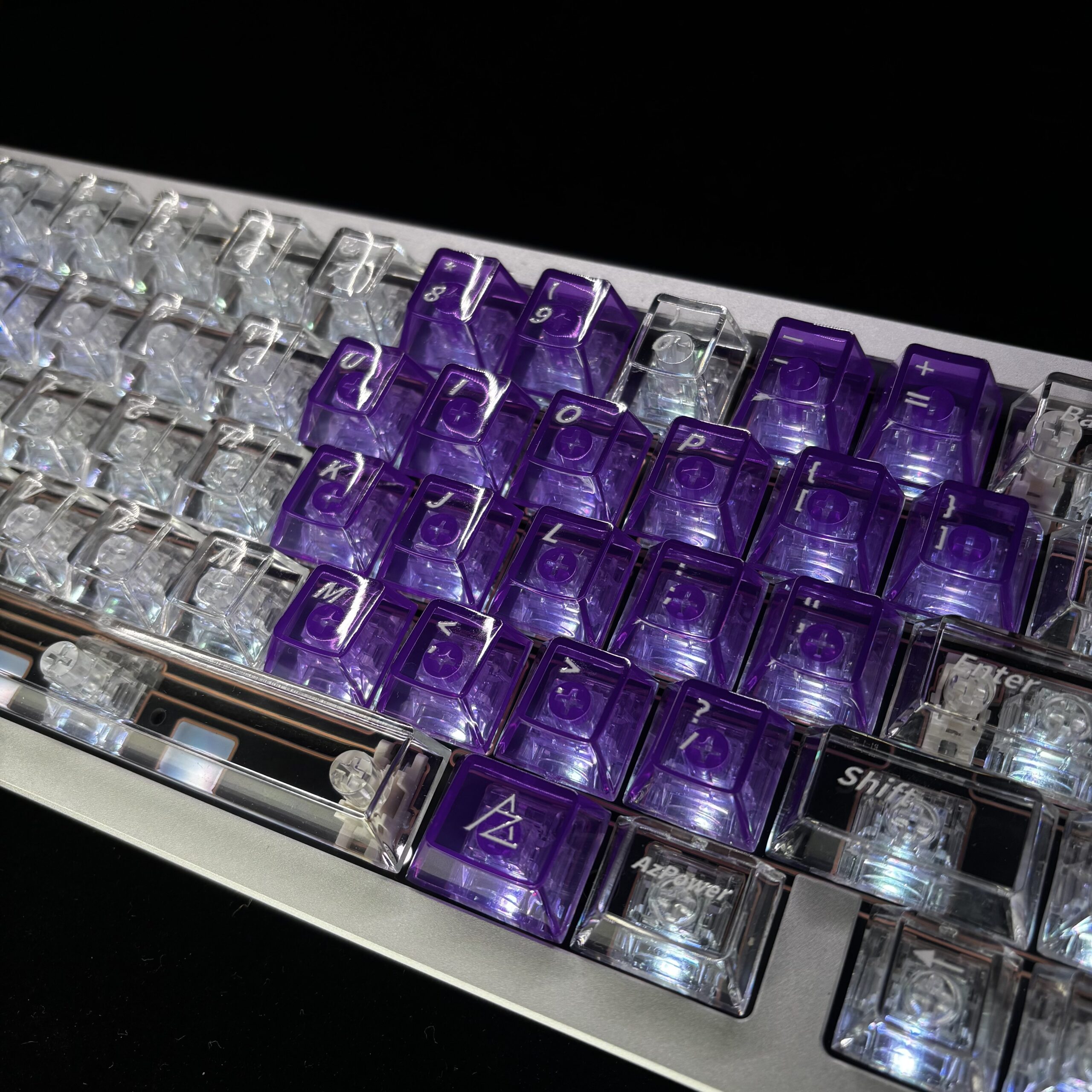 Clavier transparent à lueur violette 132 touches + 21 touches en forme de cœur