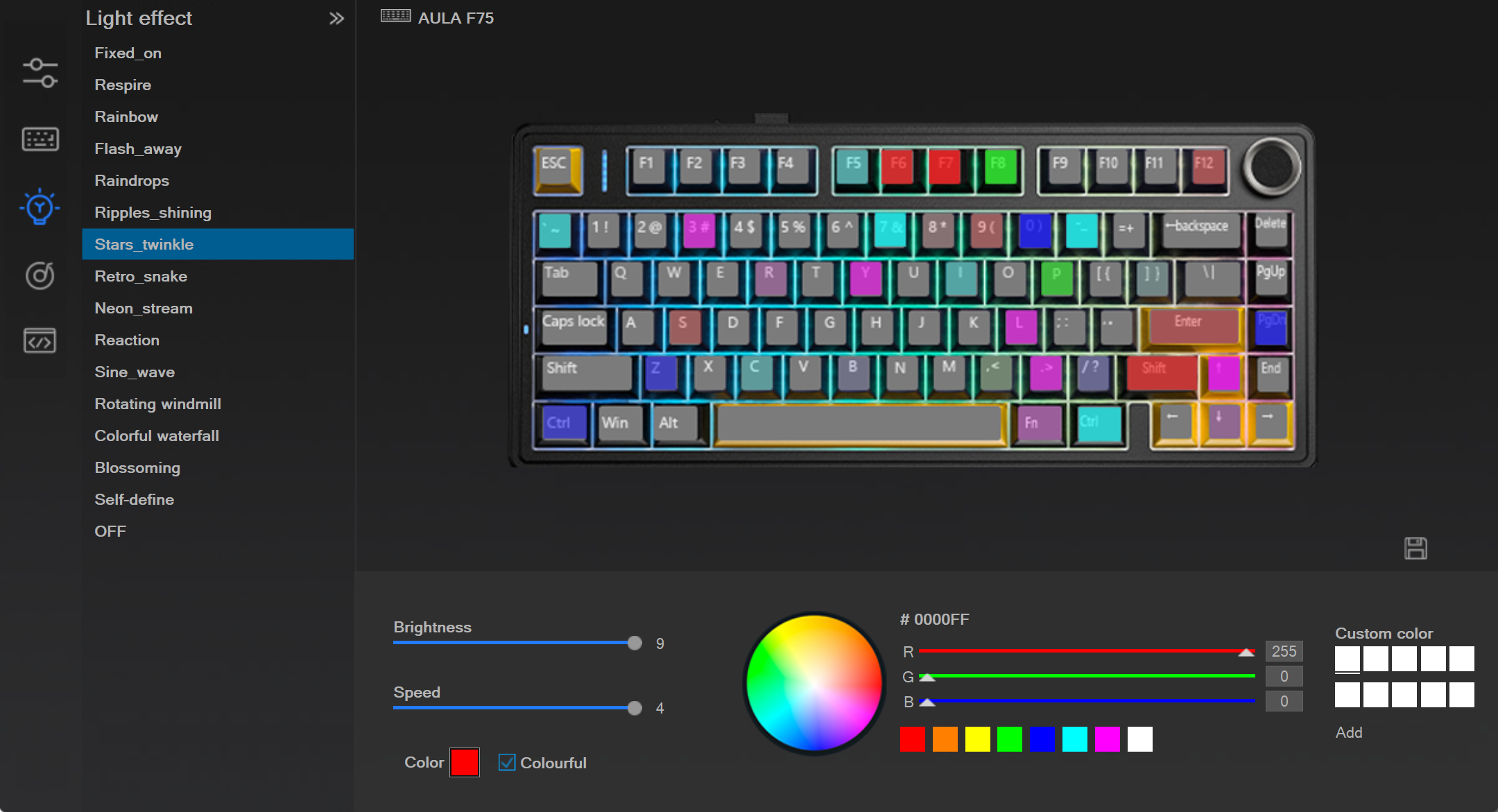 AULA RGB lighting customization software