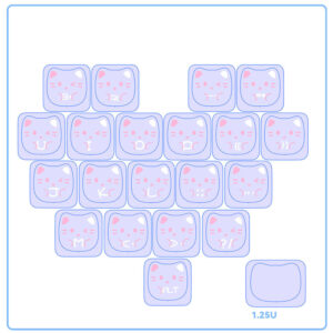 【Cœur de chat paresseux violet transparent】 21 pièces