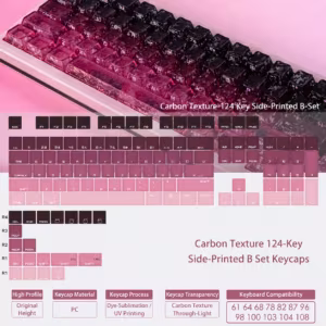 Impressão frontal com textura de carbono para 124 teclas - Fonte estilo B