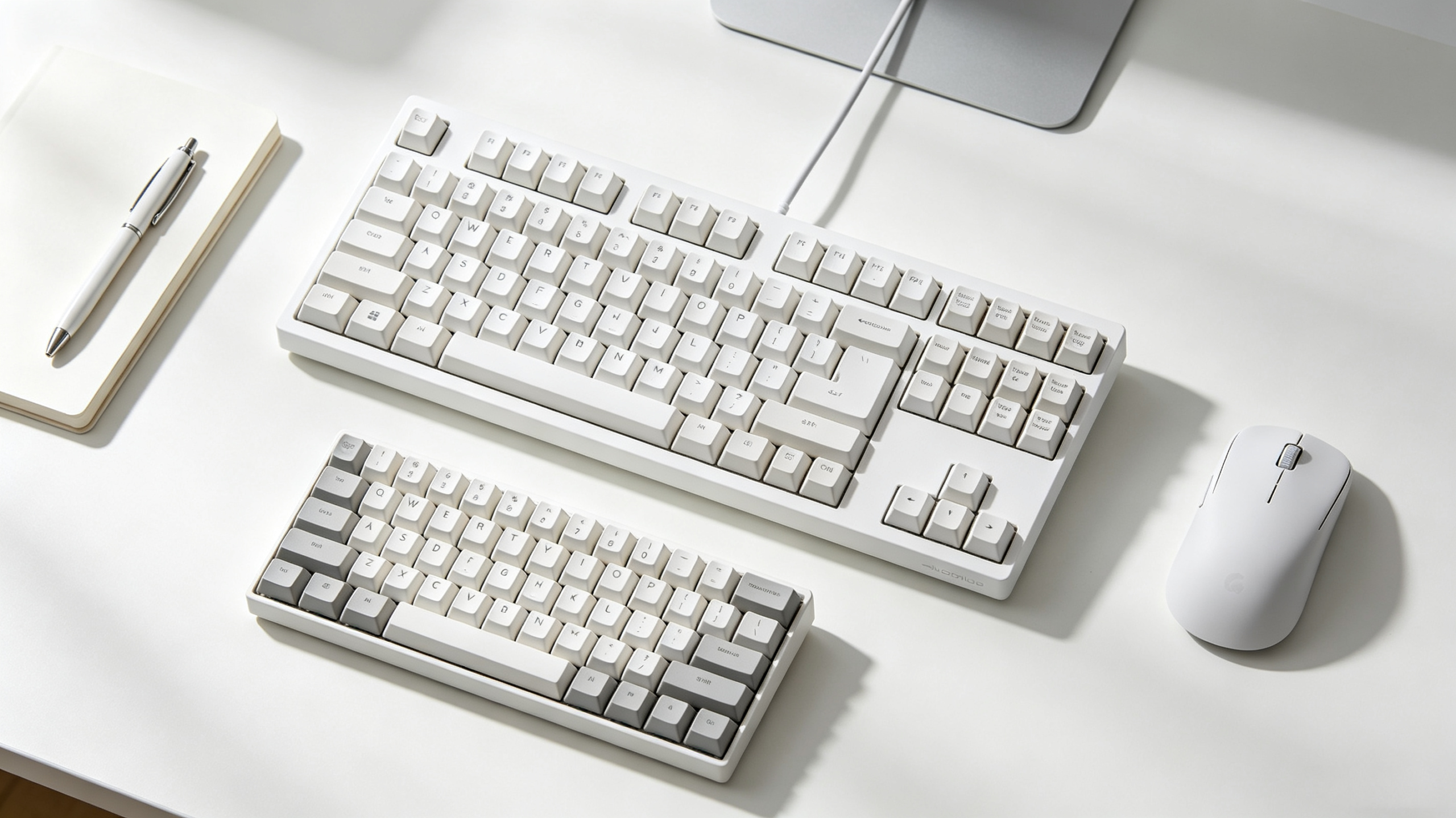 Full size vs 60 keyboard desk space comparison for home office
