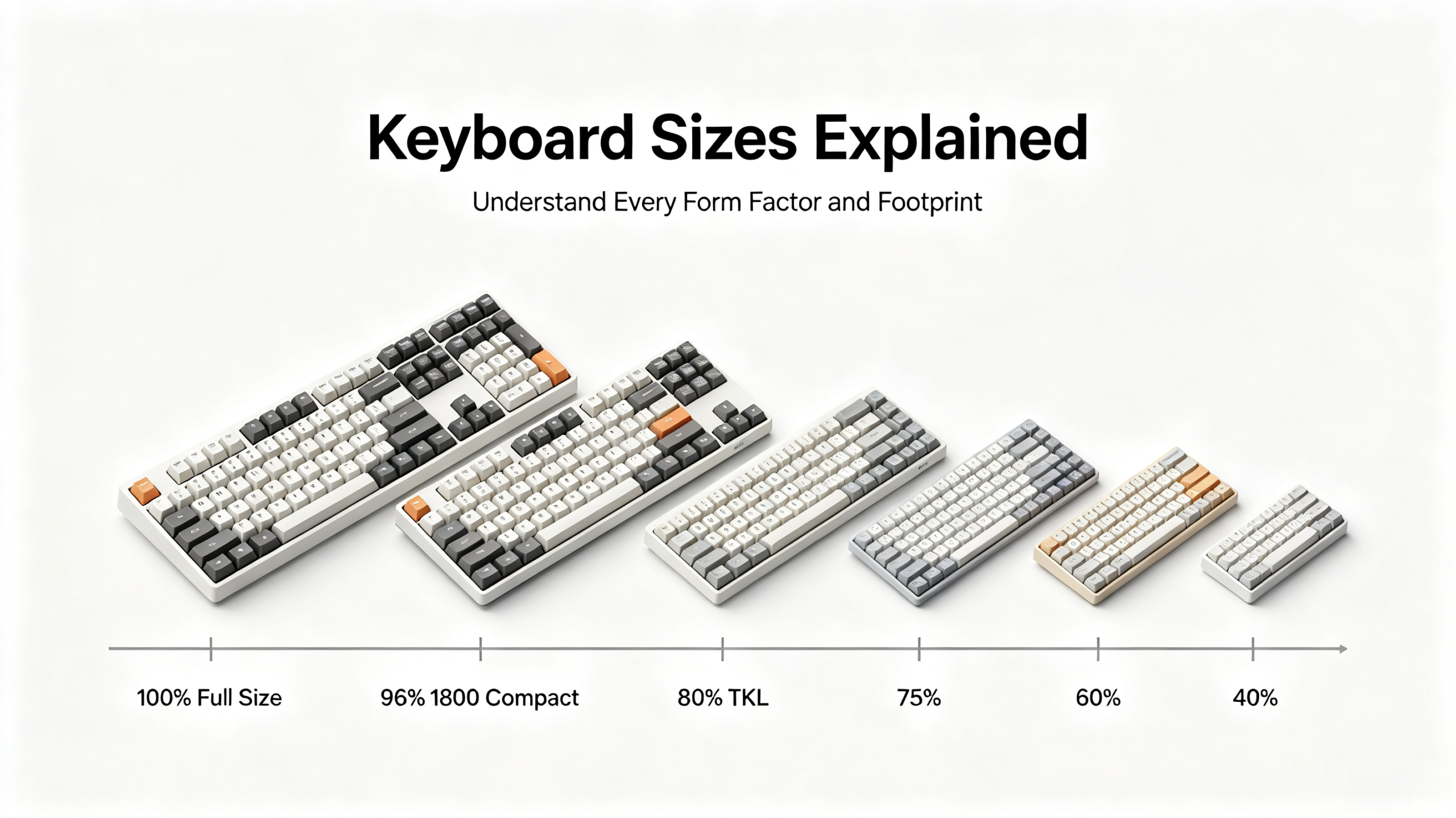 Keyboard sizes explained full size TKL 75 65 60 and 40 form factors compared
